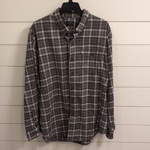 G.H. Bass & Co. Gray and Brown Plaid Casual Shirt